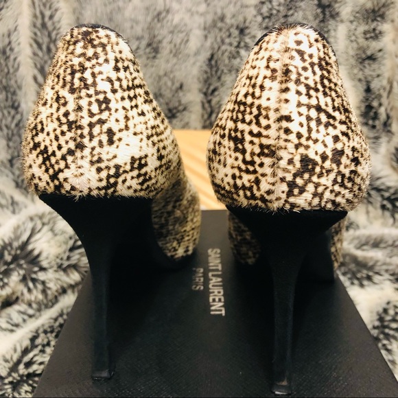 YSL Yves Saint Laurent Tribtoo Platform 105 Pumps Heels black & cream 38.5 au 8 - Picture 14 of 15